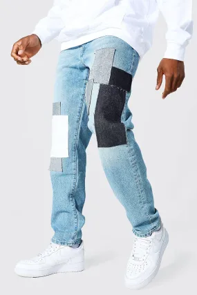 Slim Fit Rigid Patchwork Jeans