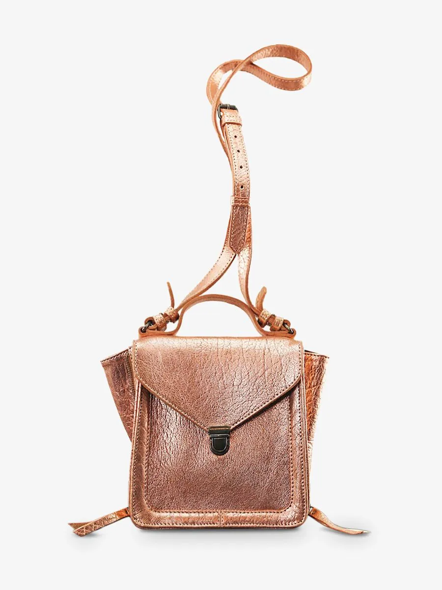 small leather shoulder bag for woman Pink,Gold - Mistinguette Rose Gold | PAUL MARIUS