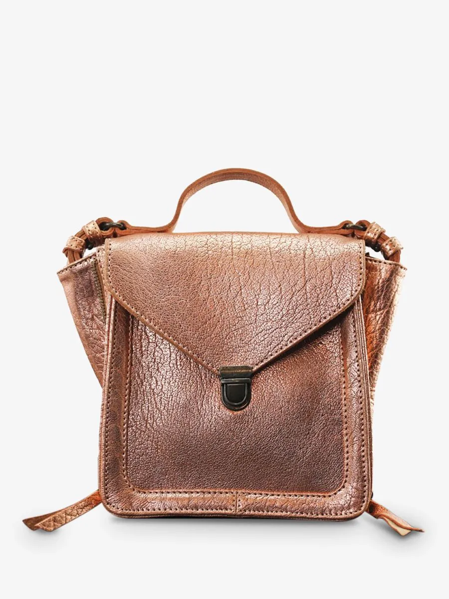 small leather shoulder bag for woman Pink,Gold - Mistinguette Rose Gold | PAUL MARIUS