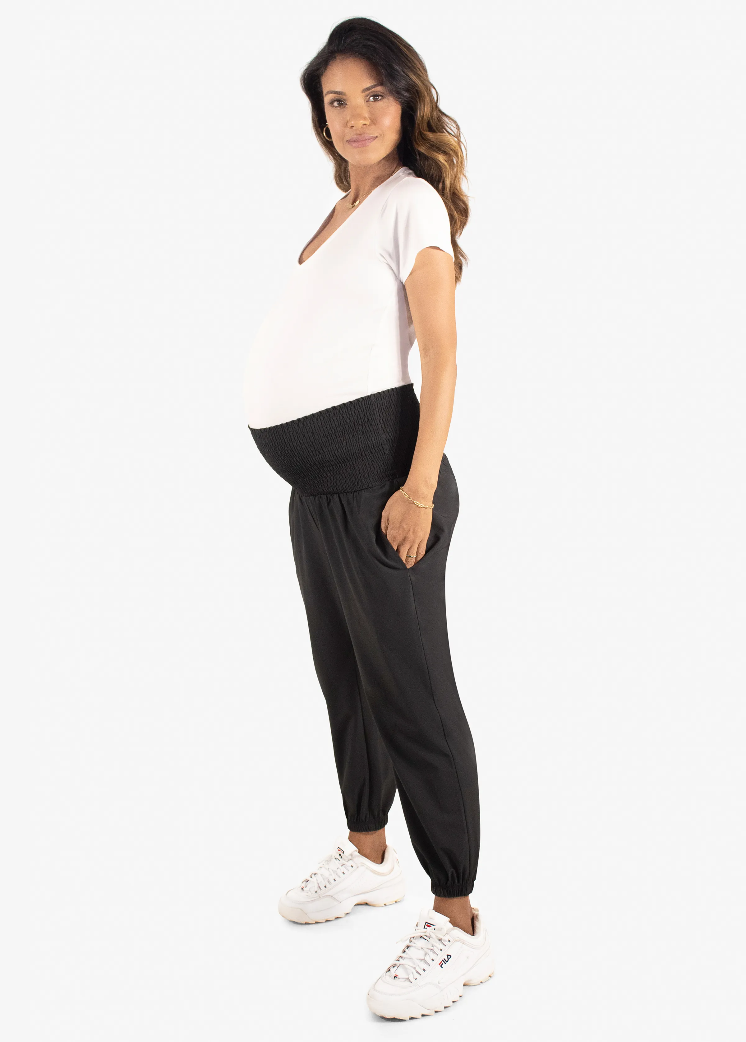 Smocked Maternity Pant