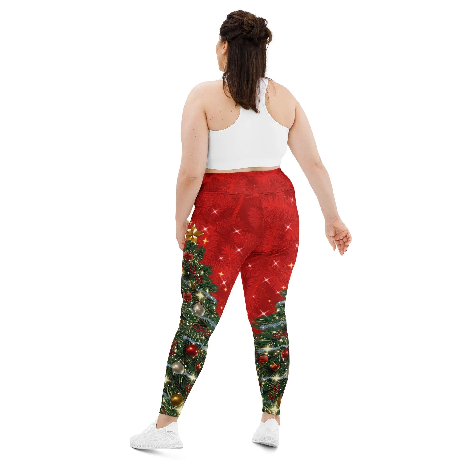 Sparkly Print Christmas Tree Plus Size Leggings