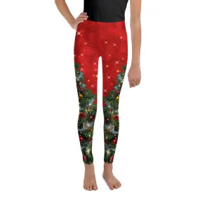 Sparkly Print Christmas Tree Youth Leggings