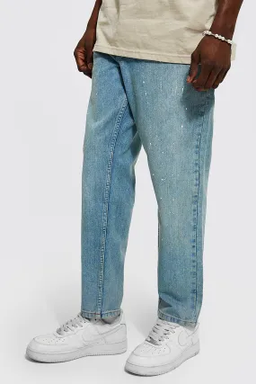 Tapered Fit Jeans With Paint Splatter