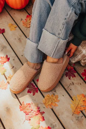 The Serenity Sherpa Platform Slipper in Iced Latte