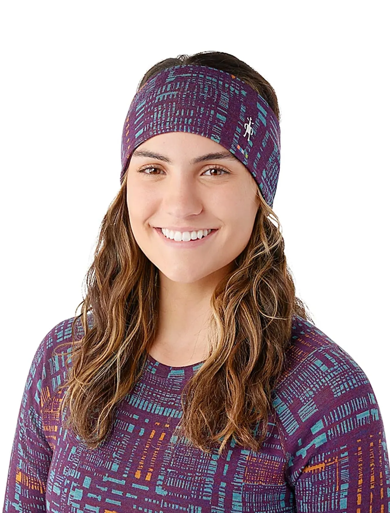 Thermal Reversible Headband, Purple Iris Digi Plaid