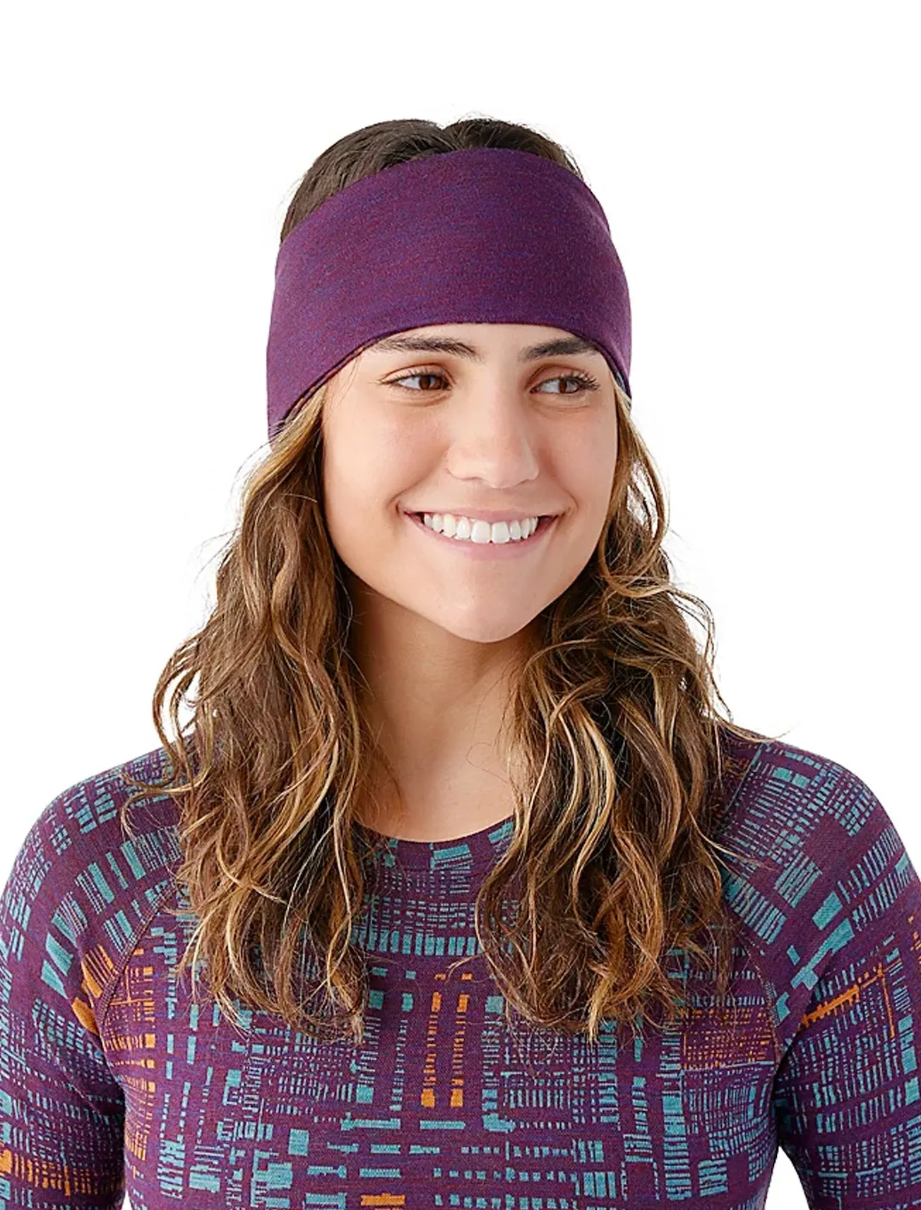 Thermal Reversible Headband, Purple Iris Digi Plaid