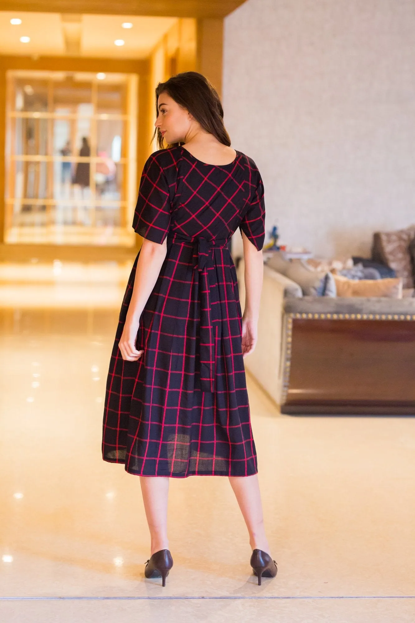 Timeless Plaid Maternity & Nursing Dress