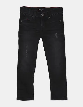 Tommy Hilfiger Kids Boys Black Scanton Slim Mid Rise Fit Jeans