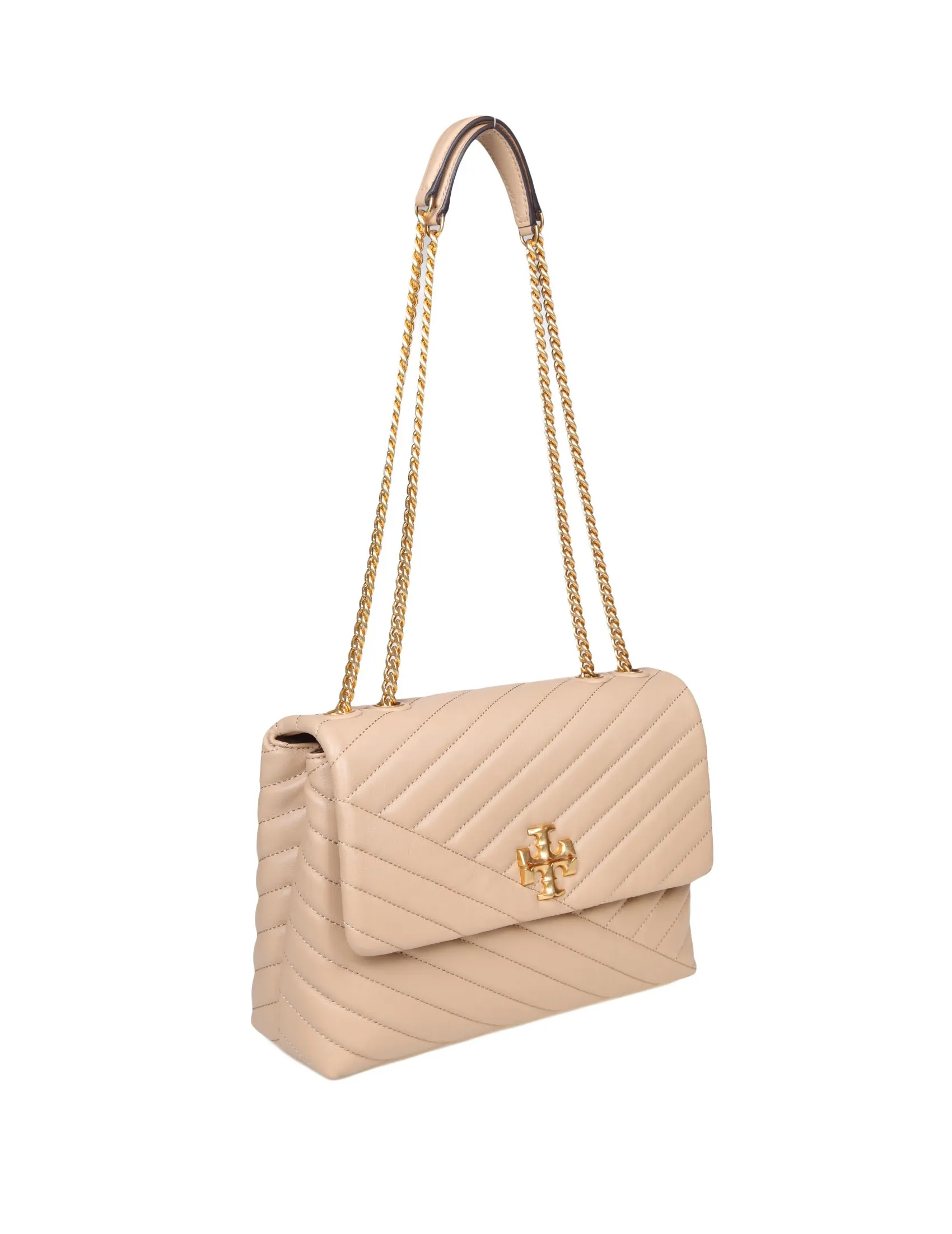 TORY BURCH KIRA CREVON SHOULDER BAG IN DESERT COLOR LEATHER