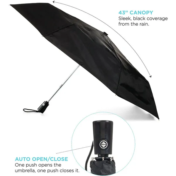 totes - 44" 3 Section Auto Open/Close Umbrella