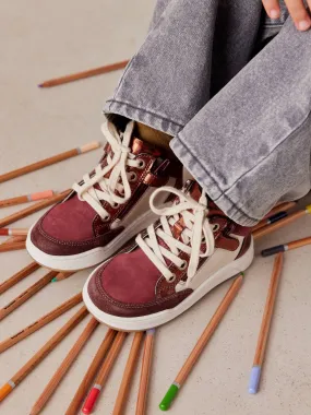 Trainers with Laces & Zips - bordeaux red