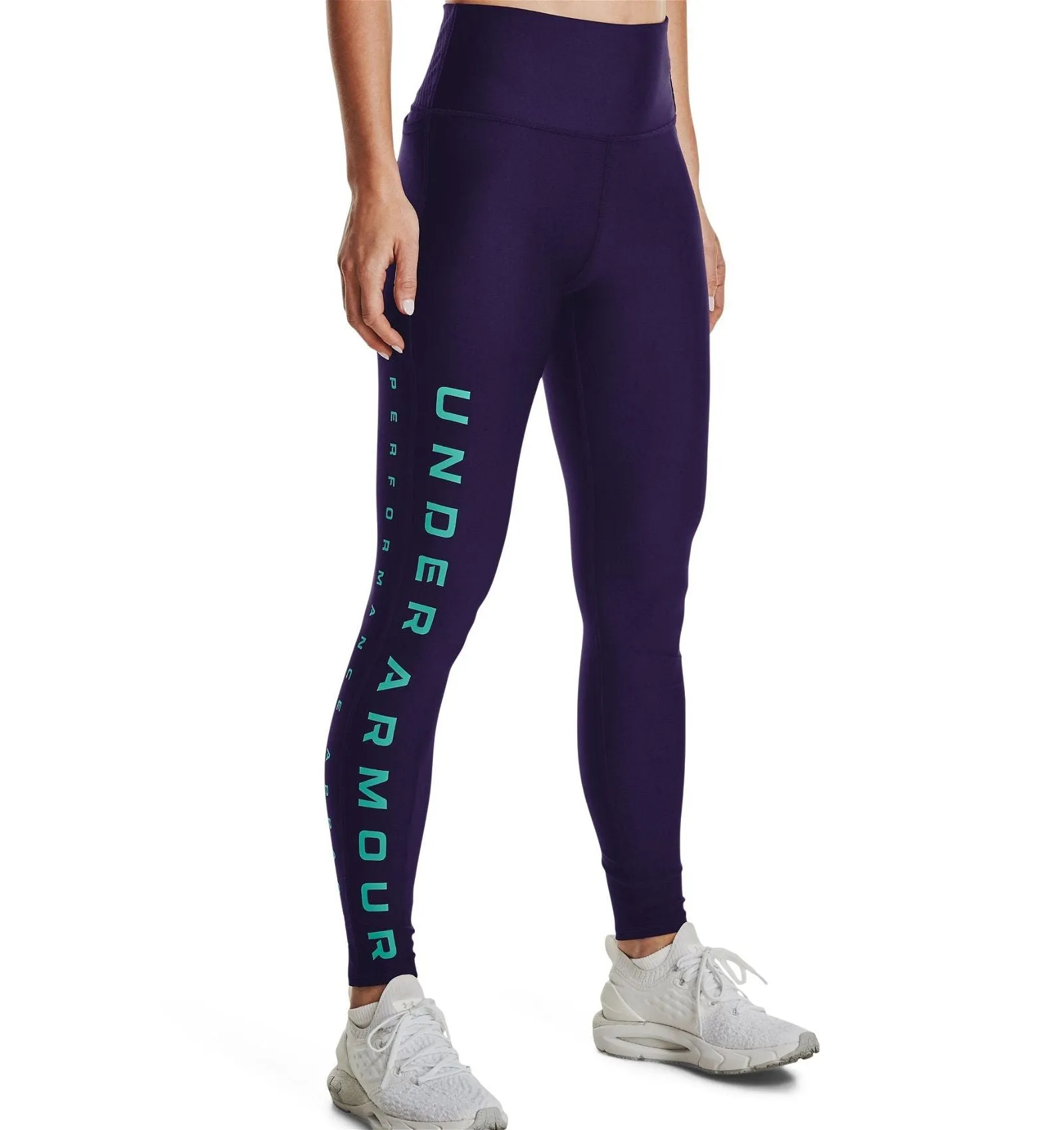 Under Armour Womens HeatGear Branded Leggings Tights - Purple