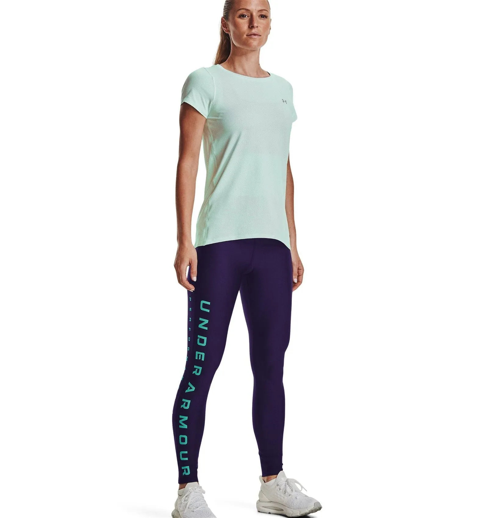 Under Armour Womens HeatGear Branded Leggings Tights - Purple