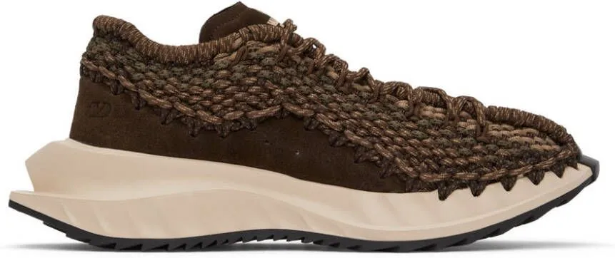 Valentino Garavani Brown Outdoor Crochet Sneakers