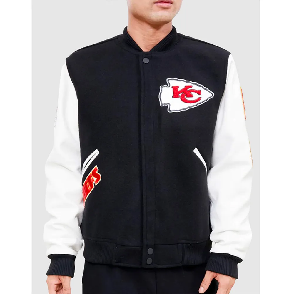 Varsity Kansas City Chiefs Logo Black and White Jacket