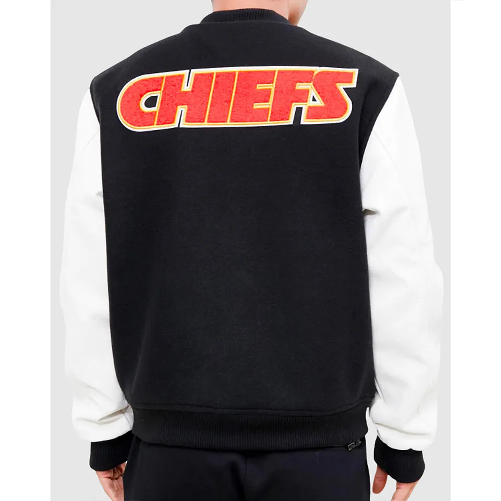 Varsity Kansas City Chiefs Logo Black and White Jacket