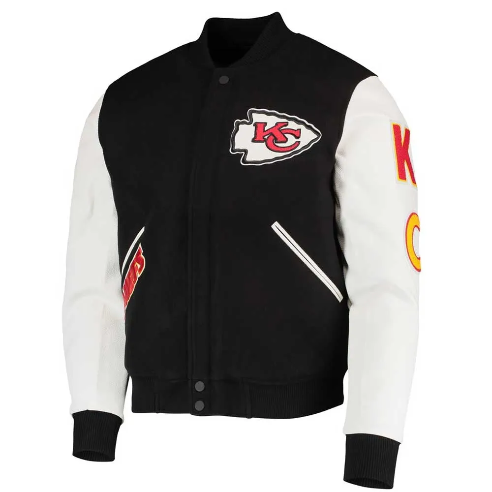 Varsity Kansas City Chiefs Logo Black and White Jacket