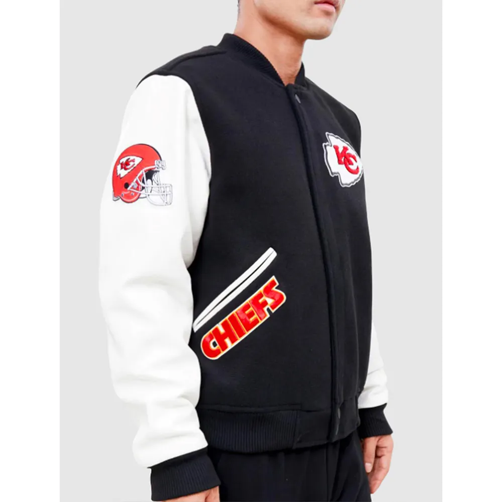 Varsity Kansas City Chiefs Logo Black and White Jacket