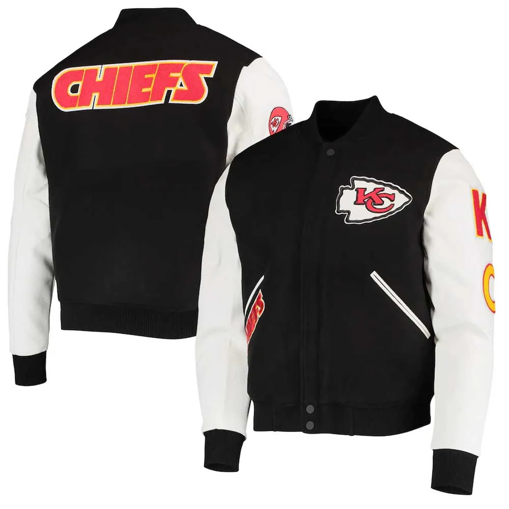 Varsity Kansas City Chiefs Logo Black and White Jacket