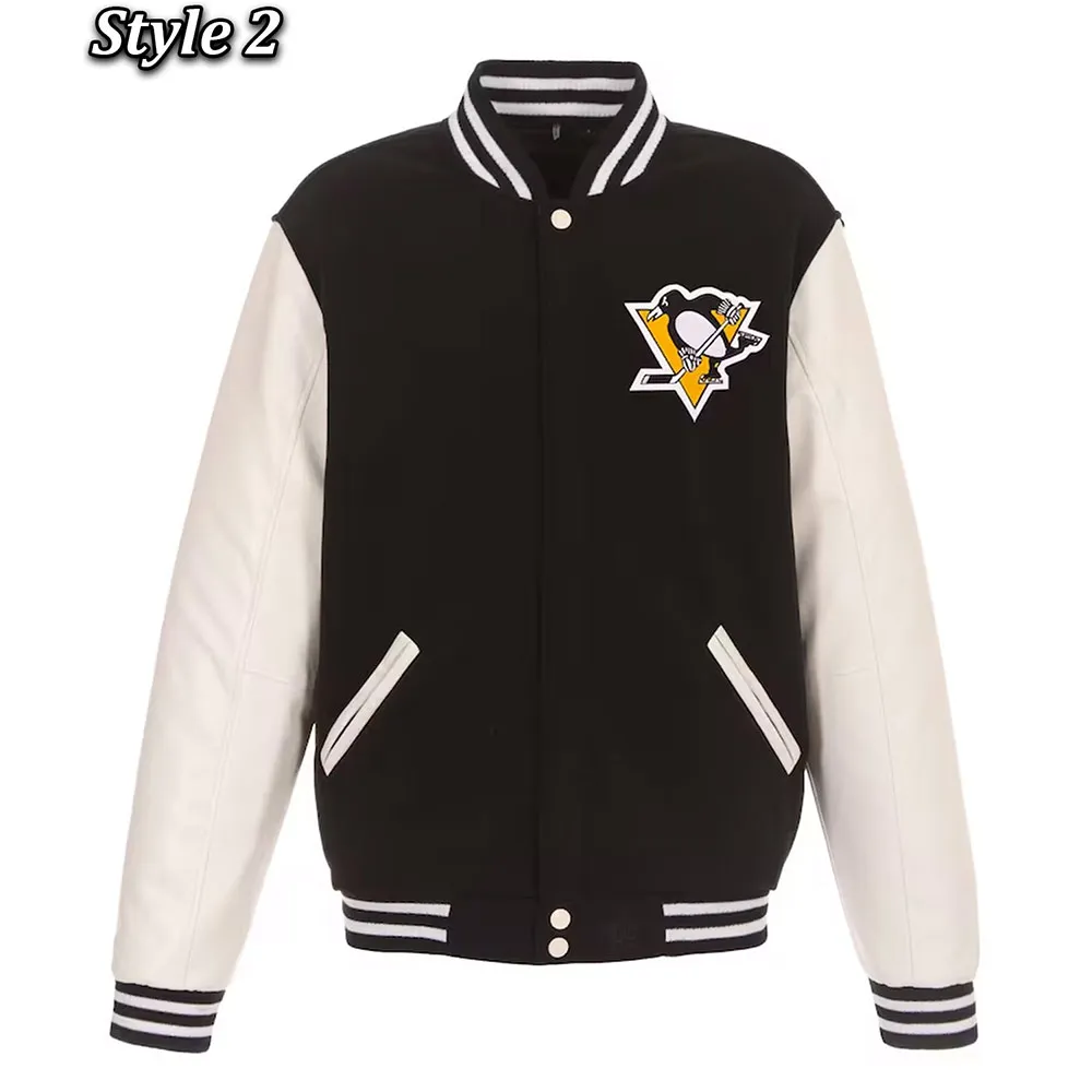 Varsity Pittsburgh Penguins Black and White Two-Tone Jacket