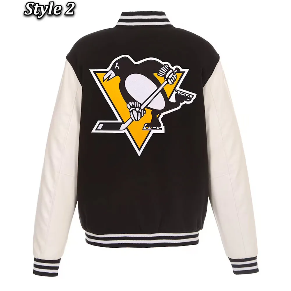 Varsity Pittsburgh Penguins Black and White Two-Tone Jacket