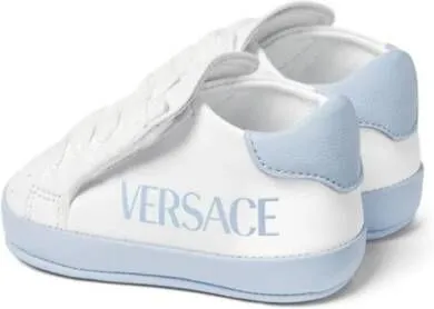 Versace Kids logo-print leather sneakers White