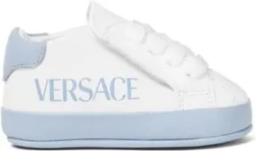 Versace Kids logo-print leather sneakers White