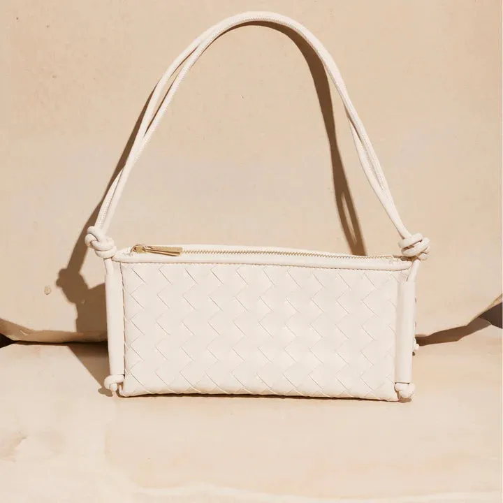 Vestirsi      VESTIRSI - DANIELLA TRIANGULAR WOVEN SHOULDER BAG (WHITE)