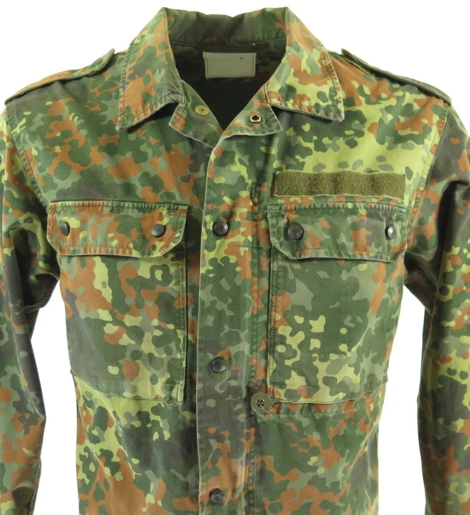 Vintage 90s German Camo Jacket Medium Shirt Flecktarn Camouflage Cotton