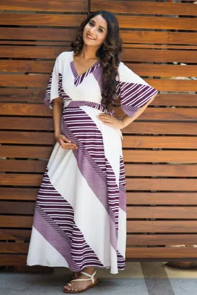 Violet Striped Maternity Kimono Dress