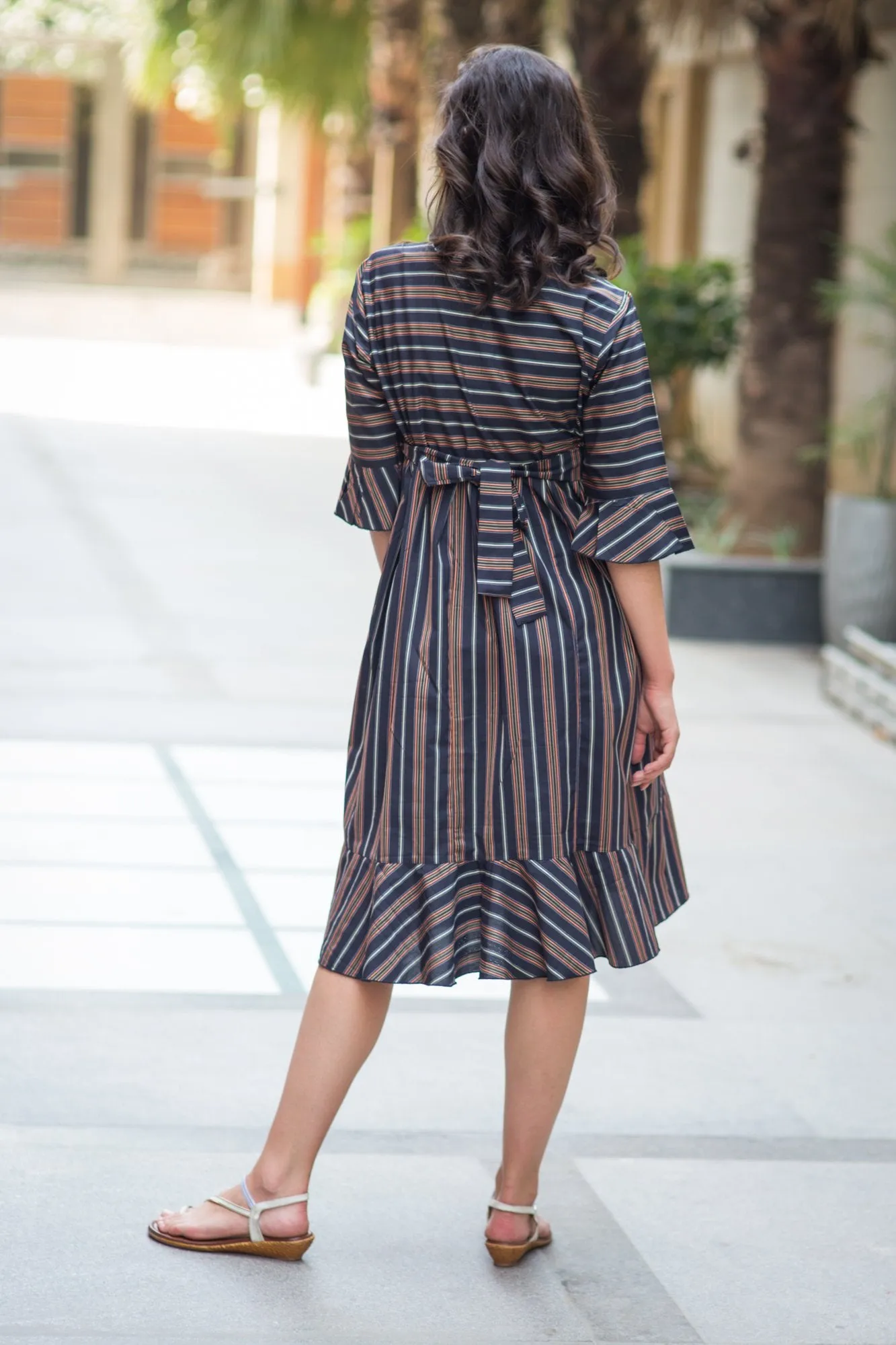 Vogue Striped Maternity & Nursing Dress