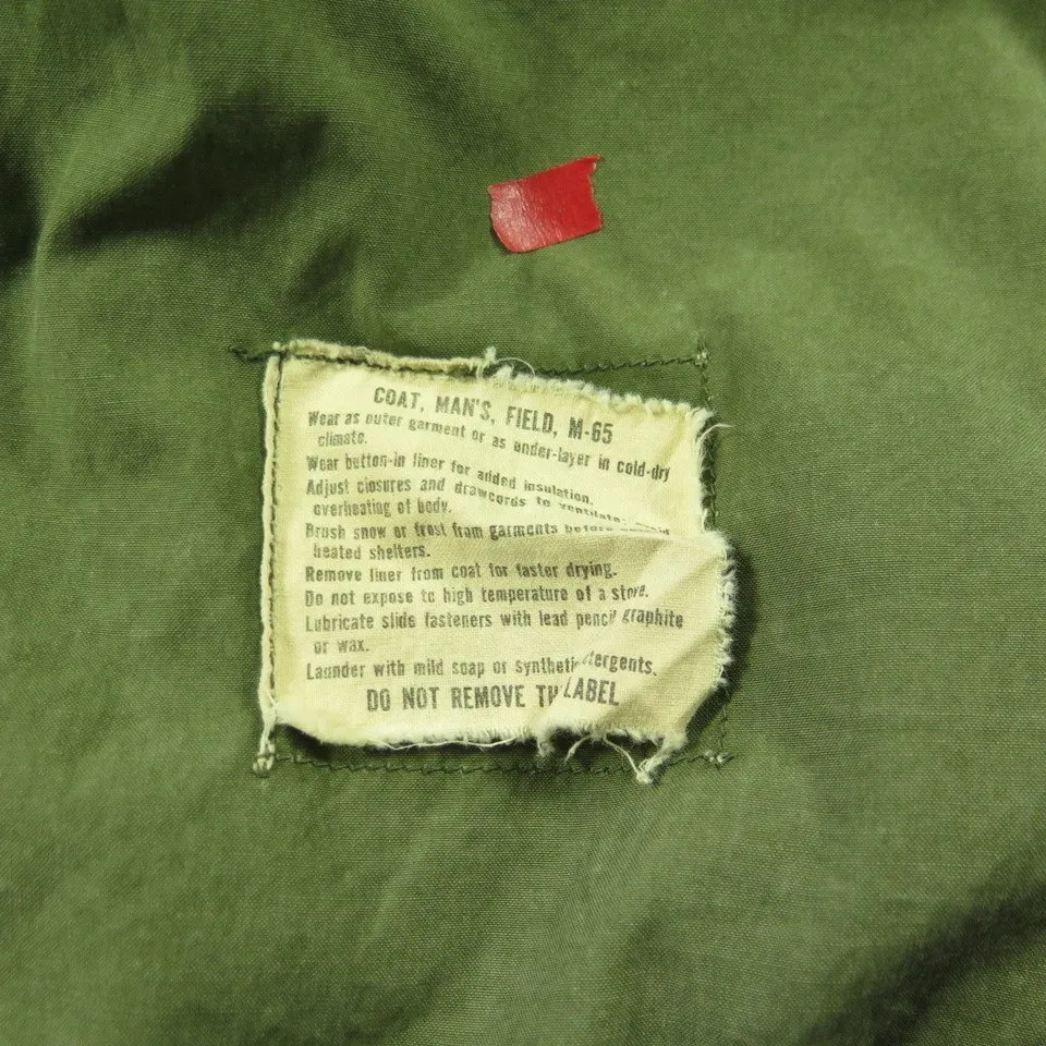 Vtg 60s Vietnam Era M-65 OG-107 Sateen Field Jacket Mens M Long