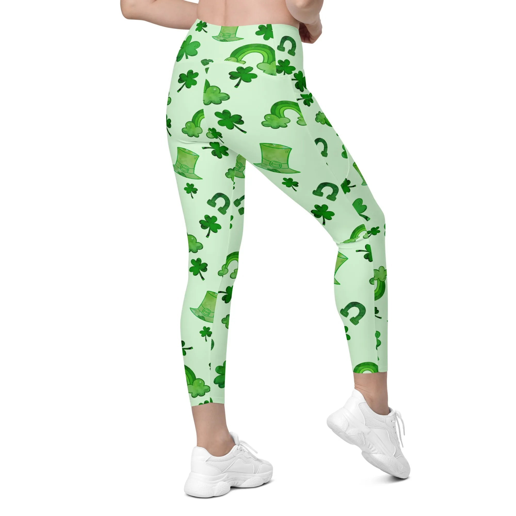 Watercolor St. Patrick's Day Leggings With Pockets