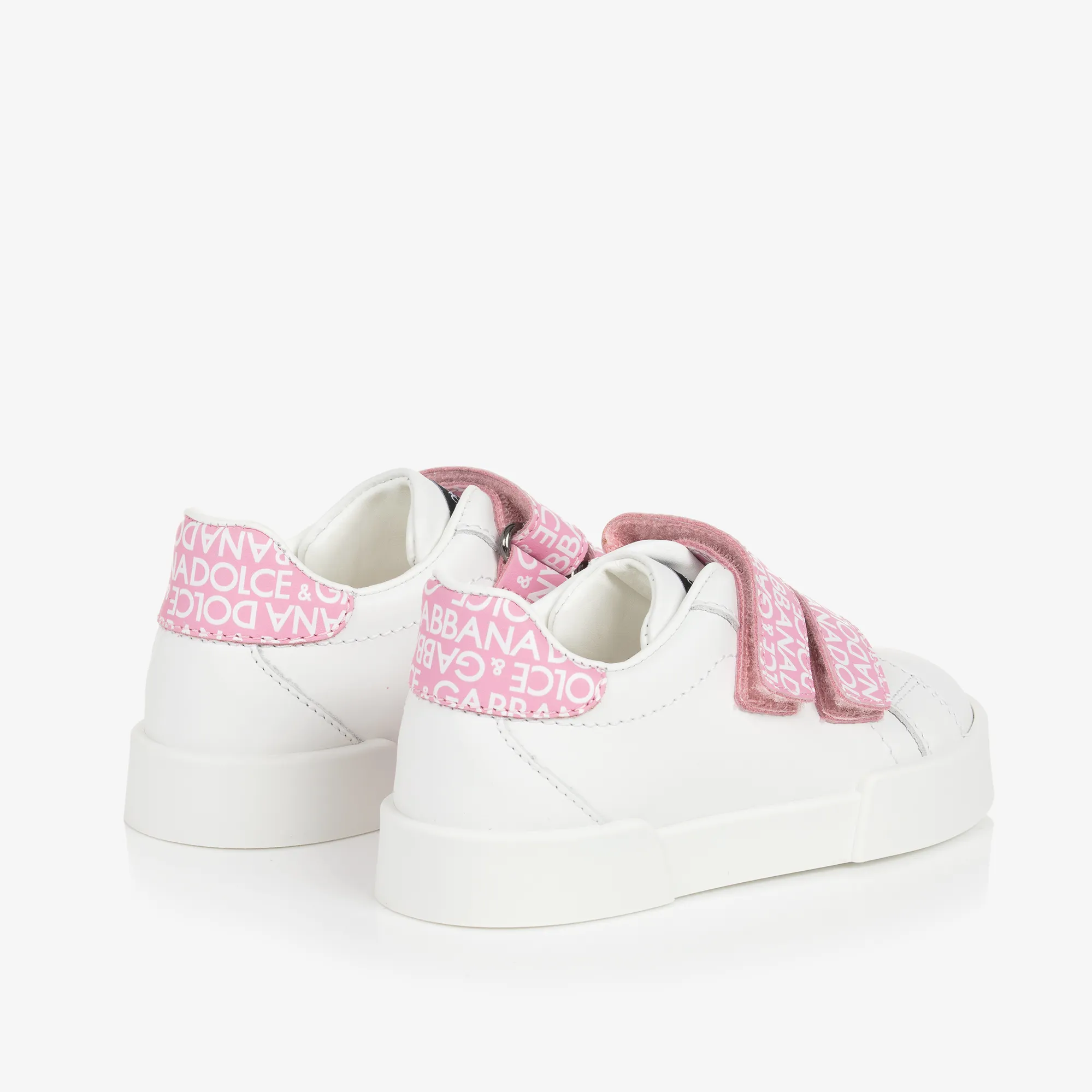 White & Pink Leather Baby Trainers