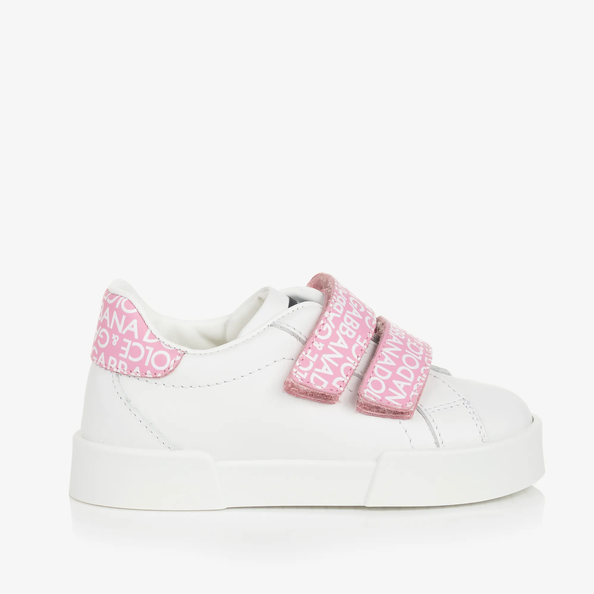 White & Pink Leather Baby Trainers