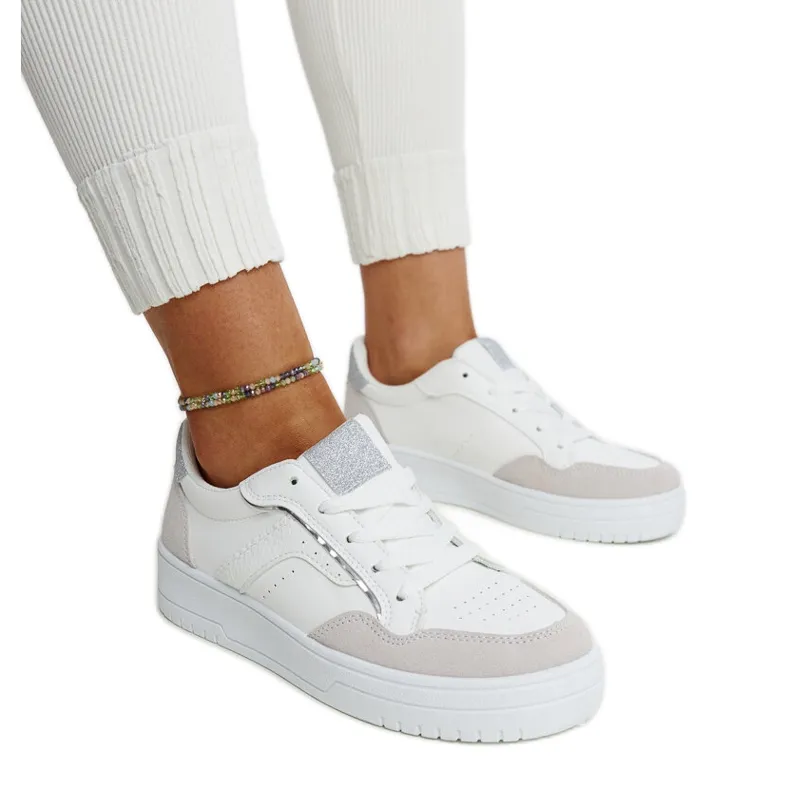 White and gray Walda platform sneakers