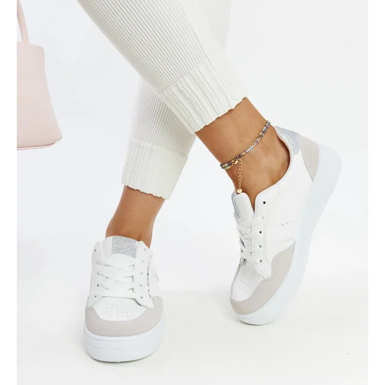 White and gray Walda platform sneakers