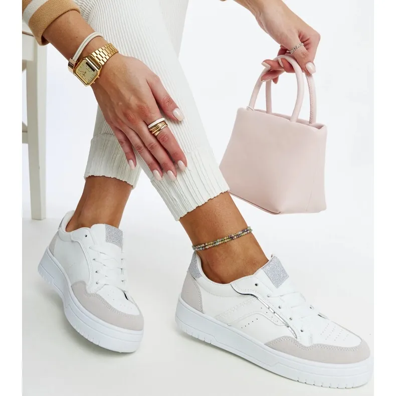 White and gray Walda platform sneakers