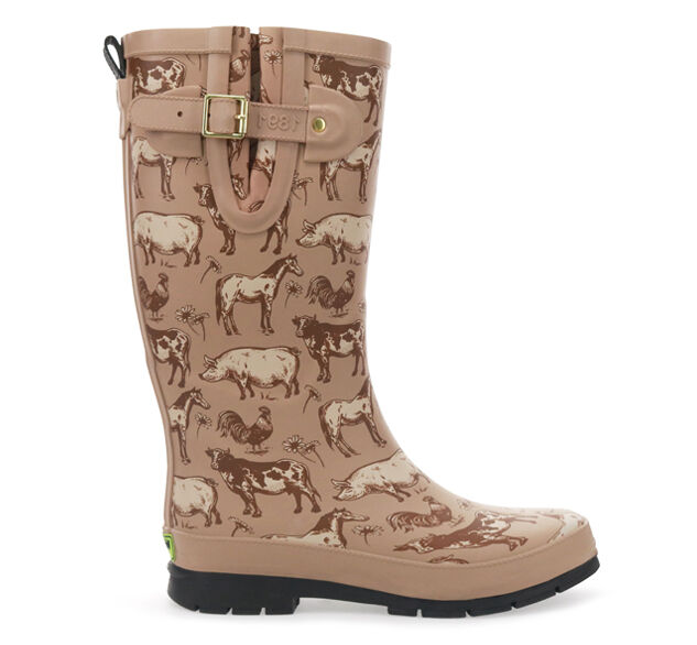 Women's Tall Friendly Farm Rubber Boot in Tan