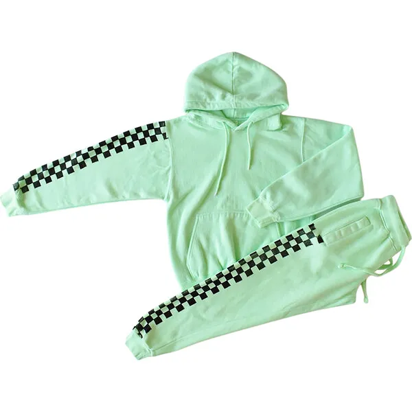 Worthy Threads Adult Hand Dyed Joggers, Green Checkerboard