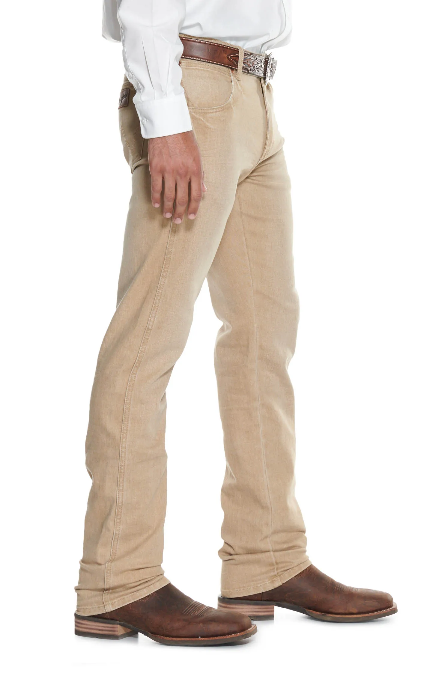 Wrangler Retro Men's Tan Slim Fit Straight Leg Jeans