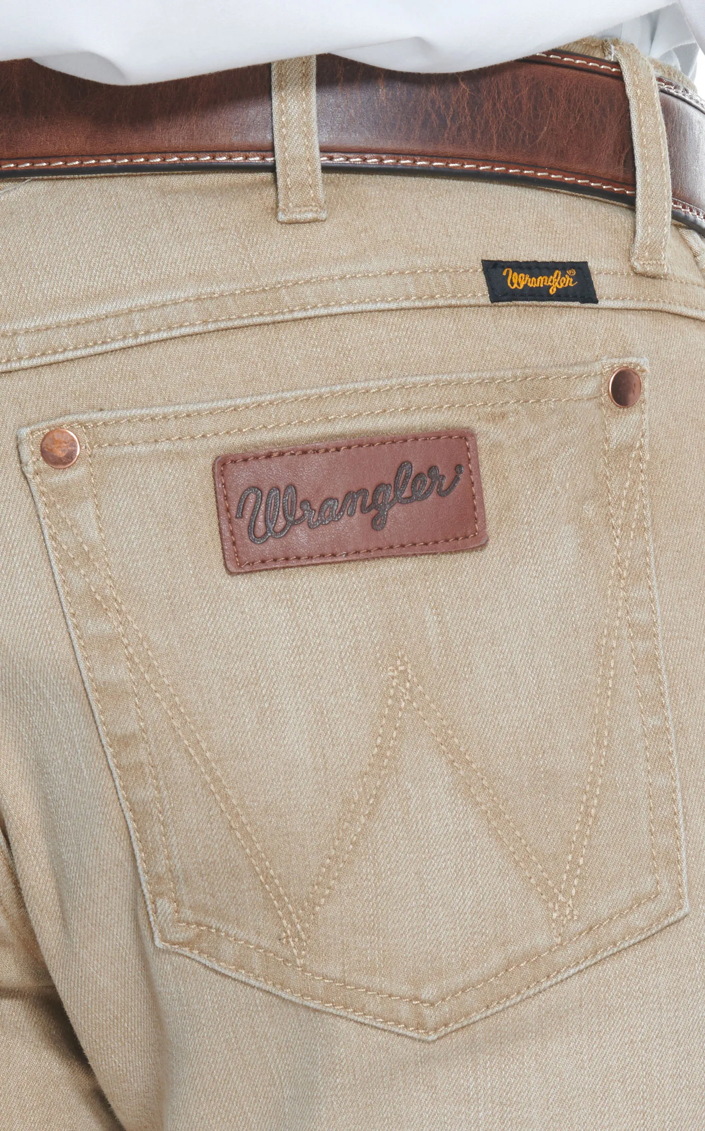 Wrangler Retro Men's Tan Slim Fit Straight Leg Jeans