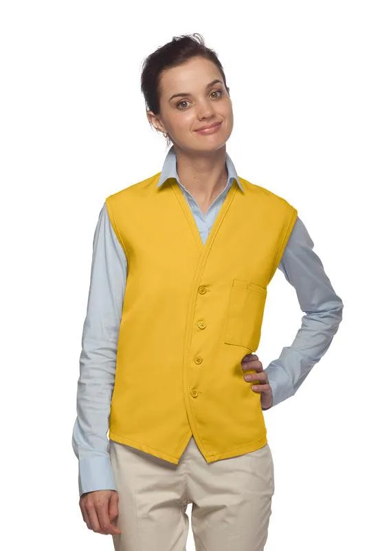 Yellow 4-Button Unisex Vest with 1 Pocket