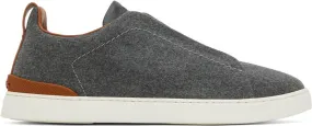 ZEGNA Gray & Brown Triple Stitch Sneakers