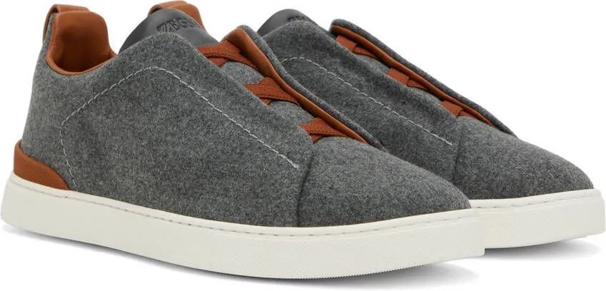 ZEGNA Gray & Brown Triple Stitch Sneakers