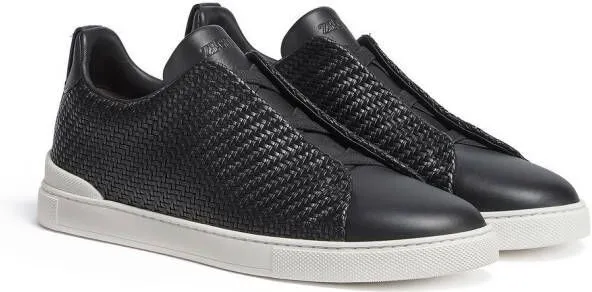 Zegna Triple Stitch Pelletessuta sneakers Black