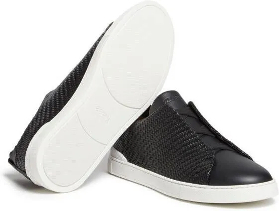 Zegna Triple Stitch Pelletessuta sneakers Black